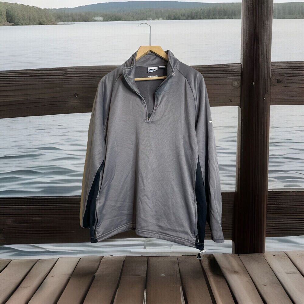 SLAZENGER Men's GOLF Gray Pullover Long Sleeve Shirt 1/4 Zip Jacket Size Large